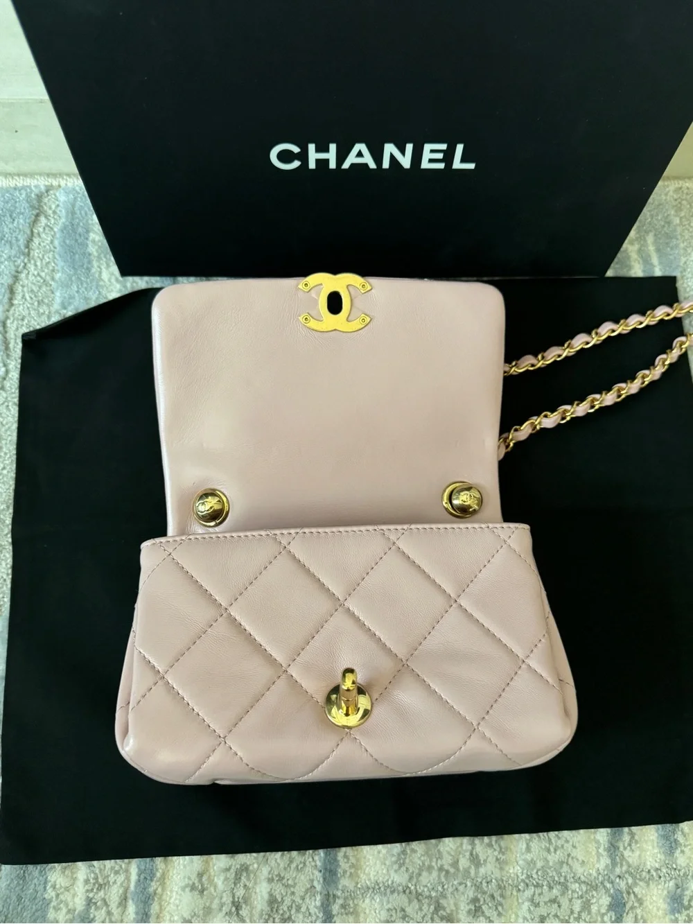 Chanel Pink Mini Color Match Flap Bag - Gold Hardware, Chain Detail, CC Logo